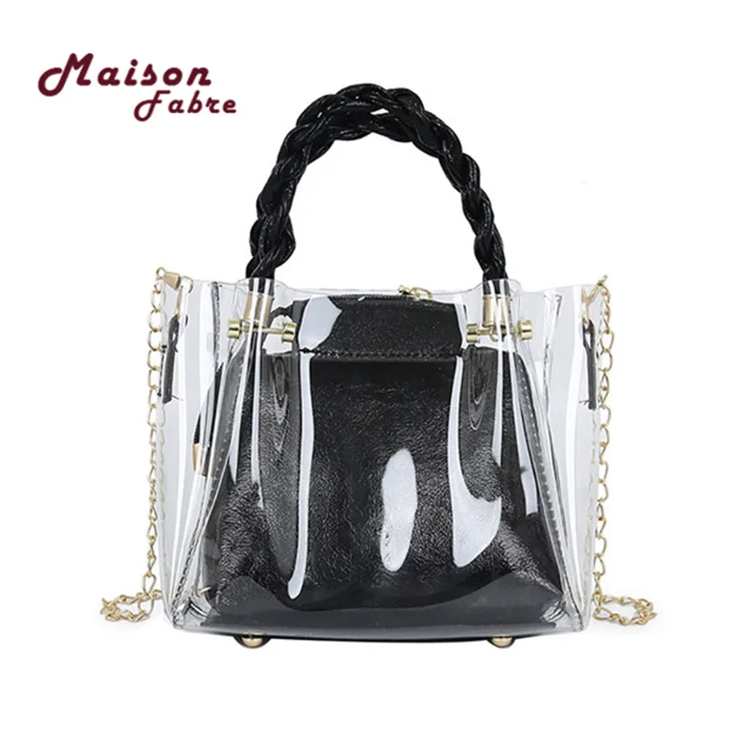 

2019 Maison Fabre Women Handbag PVC Transparent Simple Versatile Shoulder Messenger Bag Fashion Chain Handbag bolsas