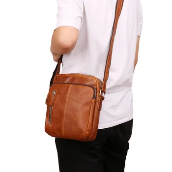 

Nesitu High Quality Vintage Brown Coffee Genuine Leather Small Men Messenger Bag For ipad mini Real Skin Male Shoulder Bag M6421