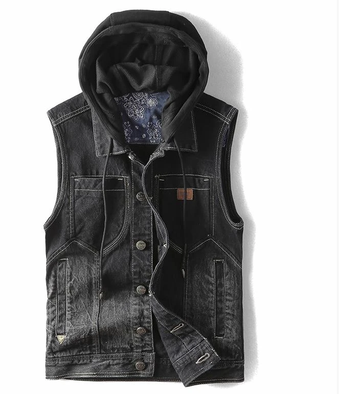 black denim mens vest