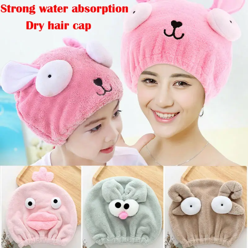 

Cute Shower Caps Mom Kid Parent-child Cartoon Dry Hair Cap Hat Dry Shower Hair Wrap Towel