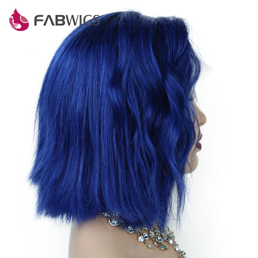 Fabwigs 13x" Кружевной передний парик с Омбре 1B/синие короткие человеческие волосы парики с волосами младенца бразильские волосы remy боб парик