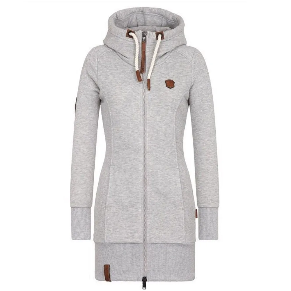 Women Hoodie Sweatshirt Zipper hooded long coat plus size 5XL Winter Autumn warm lady office ...