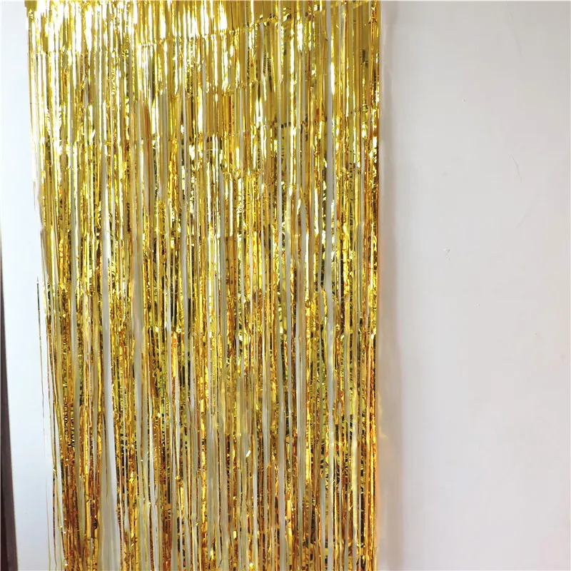 1Mx2M Hang 3pcs Metallic Tinsel Curtain Foil Christmas Decor Background