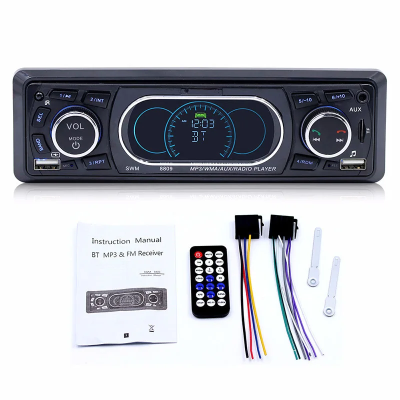 

Bluetooth 1-Din Car Stereo Audio In-Dash MP3 Radio Player Support USB/TF/AUX/FM Receiver with Wireless Remote Controller