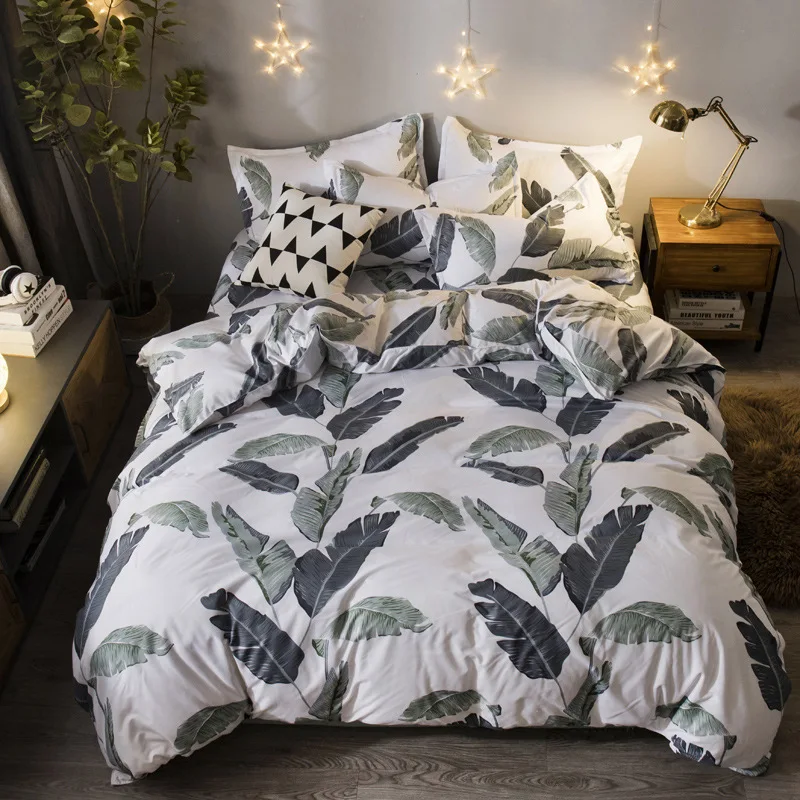 

Plant leaves Pattern Duvet Cover Bedding Set Double Queen King Size Quilt Comforter Pillow Case Sheet Bed Linens 24
