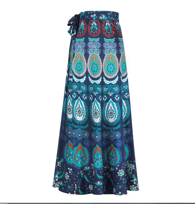 Осенняя африканская длинная юбка с высокой талией плиссированная элегантная юбка макси с цифровым принтом ремень облегающая одежда для