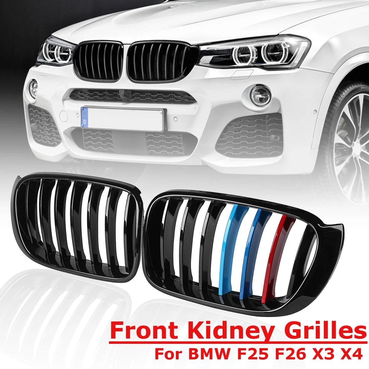 

1 Pair 3 Colors for BMW X3 F25 F26 2014 2015 2016 2017 for Front Bumper Sport Kidney Grill Grille Gloss Black Replacement Racing