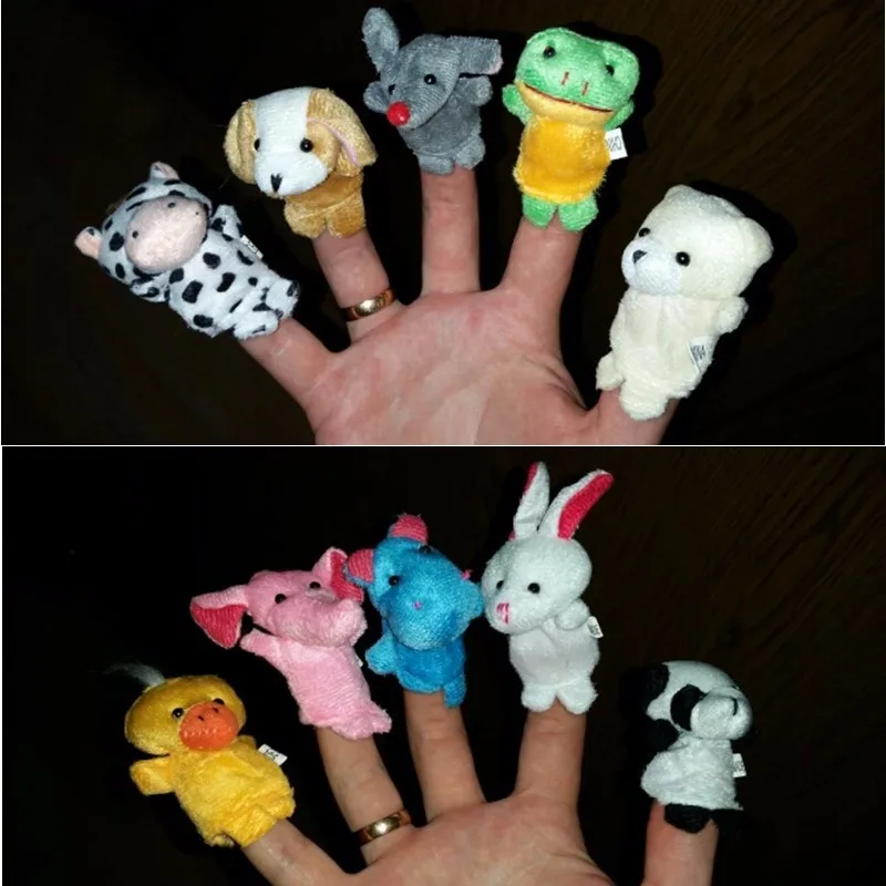 The parent-child game props teaching props double cloth dolls  Animal Finger Puppet to appease the toys10pcs 
