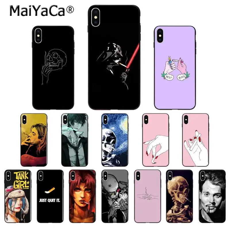 

MaiYaCa Smoke cigarette Anime TPU Soft Silicone Black Phone Case for Apple iPhone 8 7 6 6S Plus X XS MAX 5 5S SE XR Cover