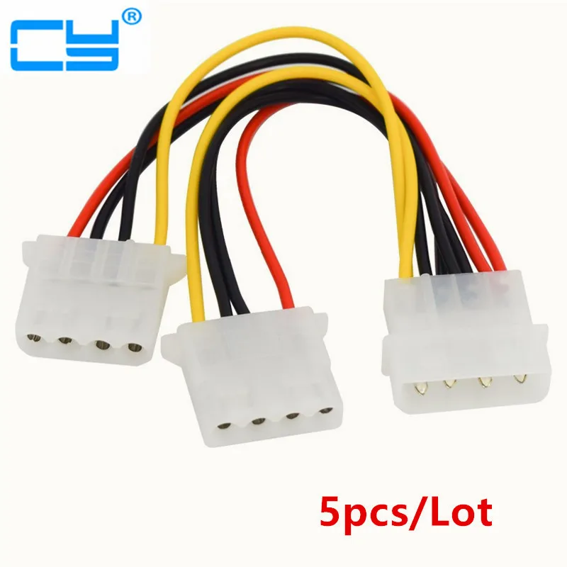 5PC 18AWG 20cm Computer Power Supply IDE 4 pin Molex LP4 Male to 2 x ...