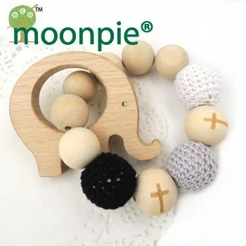 10pcs mix New coming 20mm ENGRAVED cross grey black white wooden beads beech elephant star  teether,cute new born present ET106