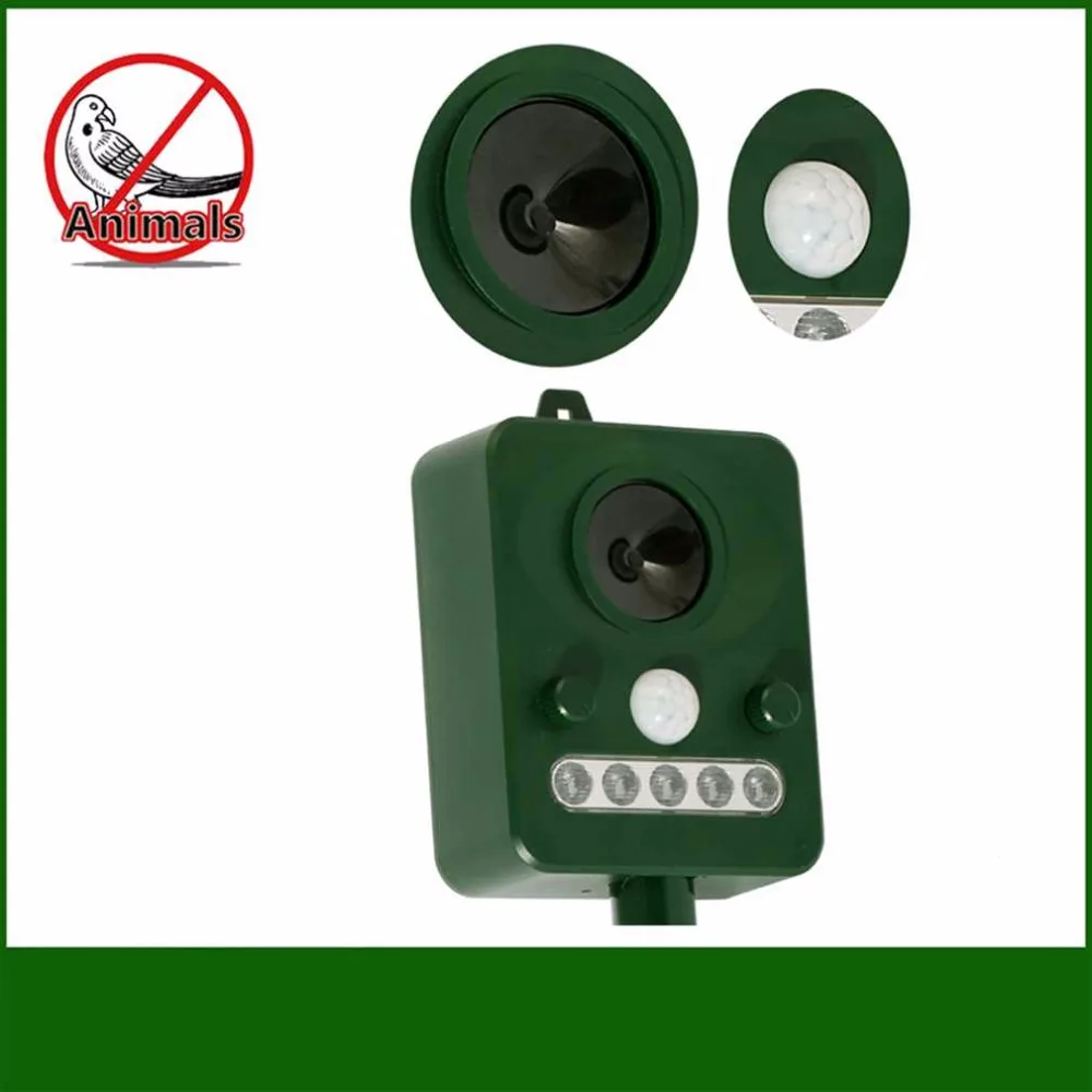 Professional Solar Power Infrared Sensor Animal Cats Dogs And Outdoor Bird Repeller Strong Ultrasonic Wave RCT-512 Green