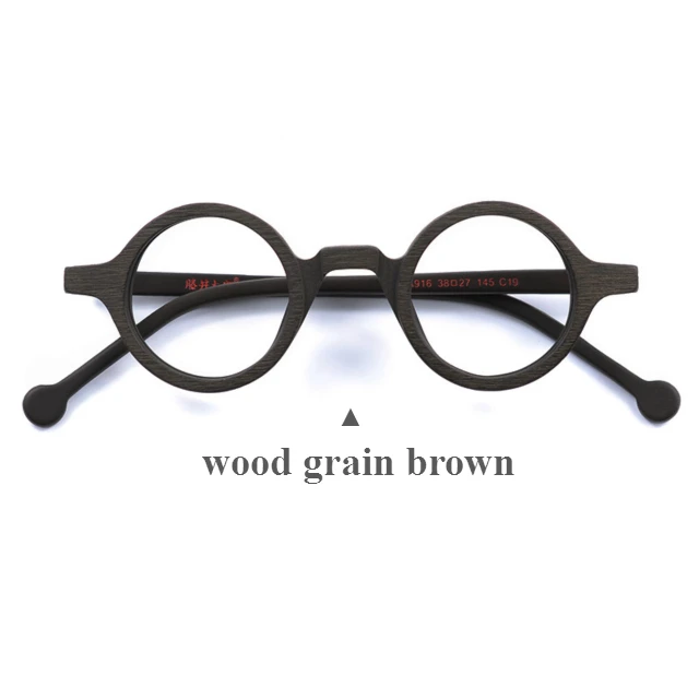 Винтаж Маленький круглый деревянный оправы для очков для мужчин Ретро ацетат оптические очки прозрачные линзы очки для чтения женщин - Цвет оправы: Brown