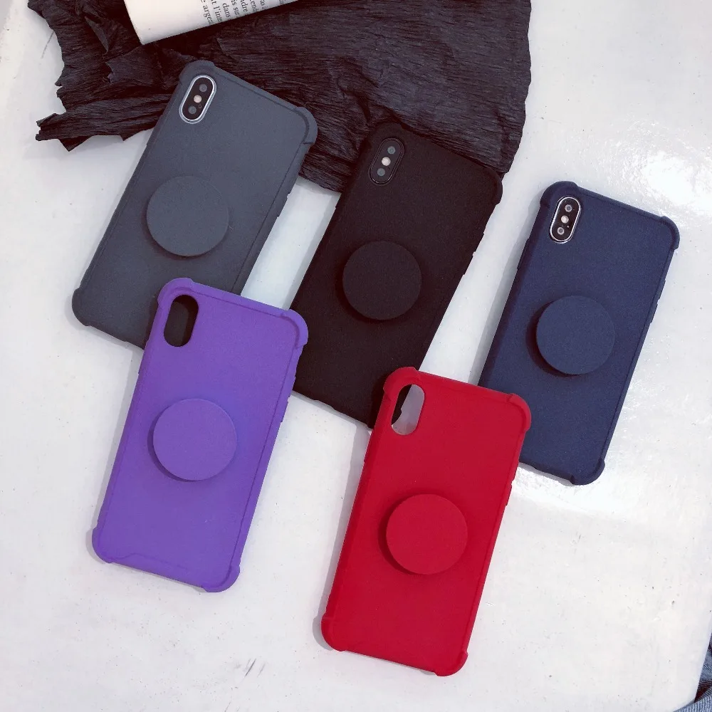 Pure Color Air Bag Cell Phone Bracket Soft TPU phone Case For iPhone XS