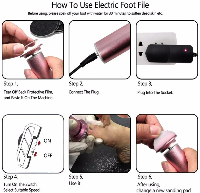 Электрические педикюрные инструменты для ухода за ногами пилочка для удаления омертвевшей кожи мозолей машина для ухода за ногами и сменная наждачная бумага