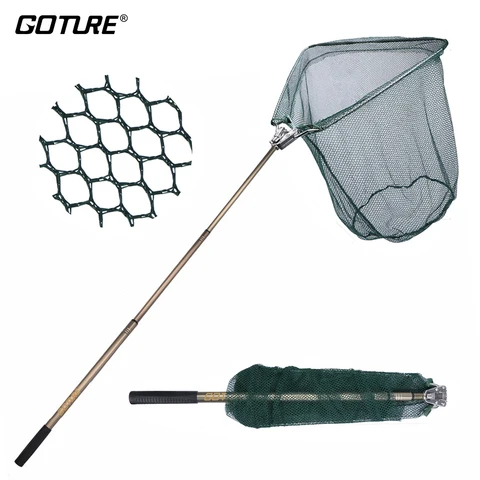 Rede de Aterragem de Pesca Rede de Alta Rede de Pesca Goture Triangular Resistência Brail Telescópica Dobrável Equipamento 185cm 40x40cm pe Mão
