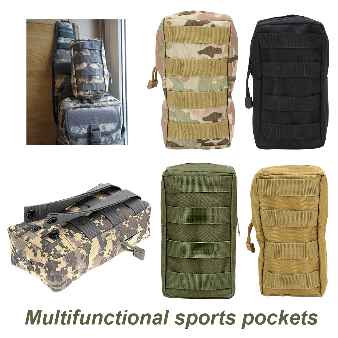 

600D Multifunctional Outdoor Hunting Military Tactical Waist Bag EDC Molle Tool Zipper Waist Pack Accessory Durable Belt Pouch