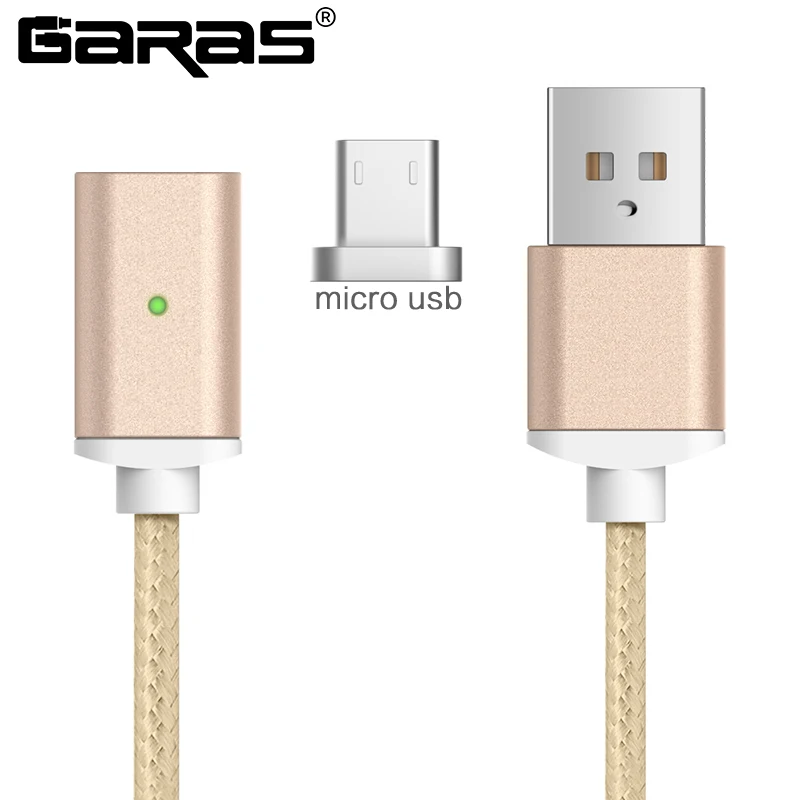 Магнитный Micro USB кабель GARAS для быстрой зарядки мобильного телефона, магнитный Micro usb кабель для зарядки Xiaomi/samsung/huawei Micro USB - Цвет: gold micro