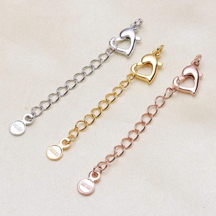 

Silver/Gold/Rose Gold Lobster lasp Lengthening Tail Chain Clasps For Women Pearl Necklace Beads Bracelets DIY Jewelry Making