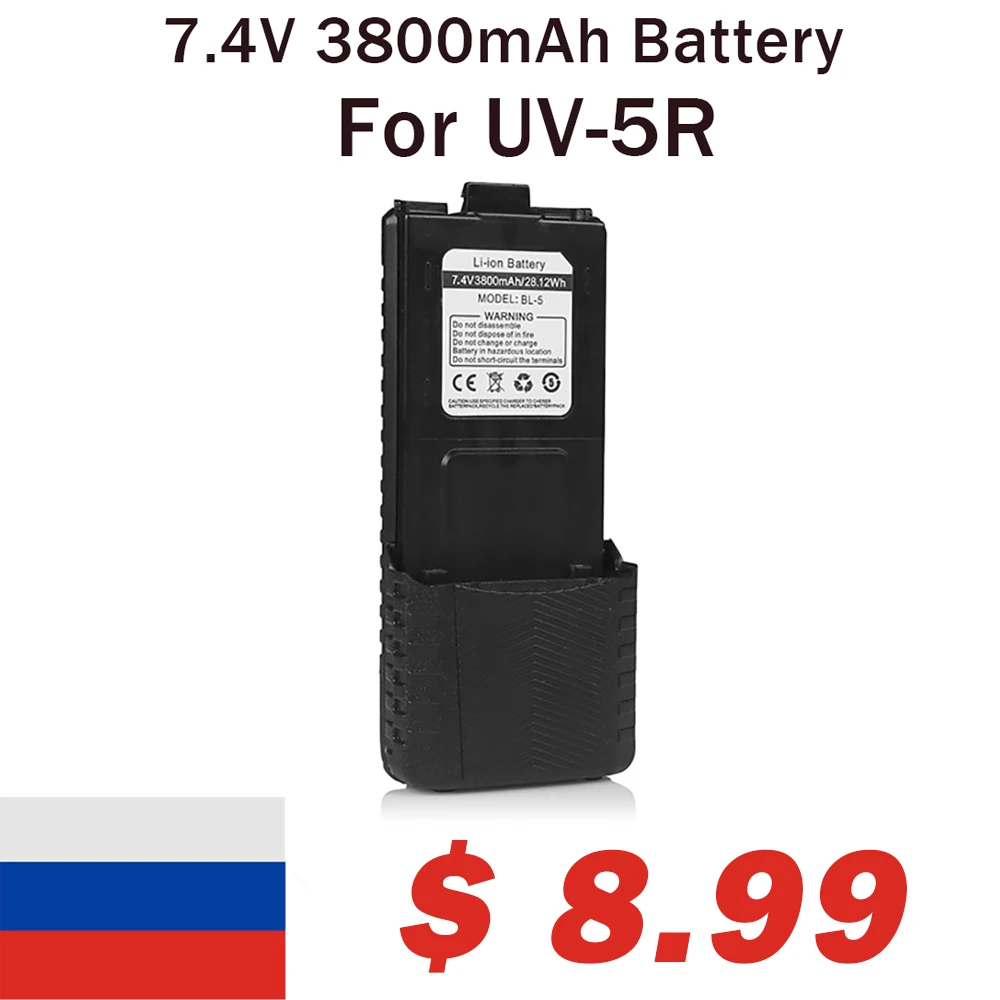 7.4V 3800mah Baofeng Li-ion Battery for UV-5R DM-5R TP F8+ UV-5R uv 5r Plus Walkie Talkie Two Way Ham Radio Accessories