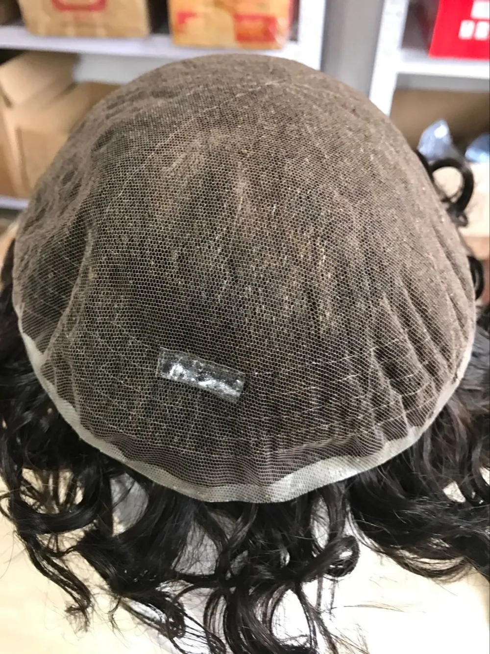Французский кружевной парик человеческих волос для мужчин 2,5 см волна, системы замещения волос, мужской накладки из искусственных волос, украшение для волос