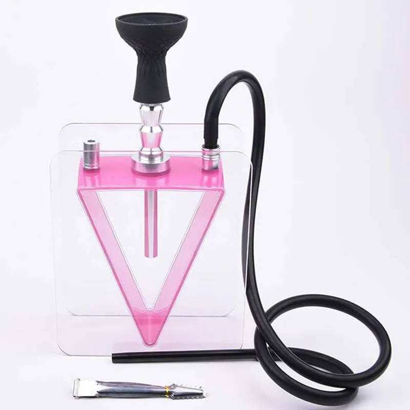 

Triangle Pot Acrylic Hookah Set Narghile Shisha with Silicone Hose Charcoal Holder for Club Bar Led Lights Bar Shisha Hookah