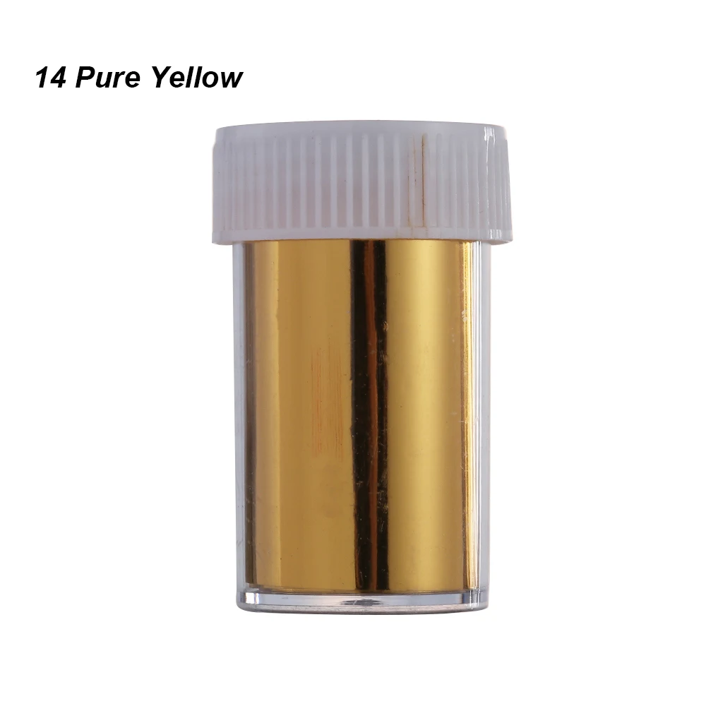 1 рулон 3D сделай сам металлическая фольга для ногтей Серебряный голографический Маникюр 14 цветов переводные наклейки для нейл-арта инструменты для красоты - Цвет: 14 Pure Yellow
