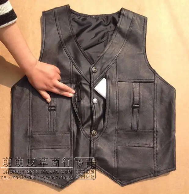 

BOCO 2020 sheep skin leather vest male heart back layer vest