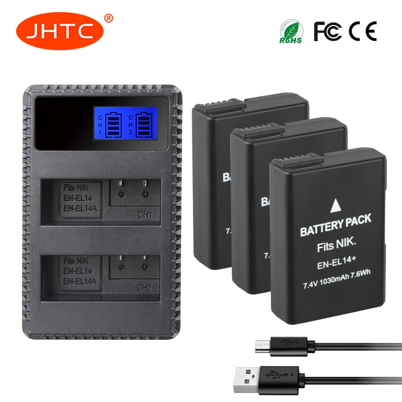

3 x EN-EL14A EN-EL14 ENEL14 EL14 Battery+ LCD USB Dual Charger for Nikon D3400 D3300 D3100 D5600 D5100 D5200 D3200 P7000 P7100