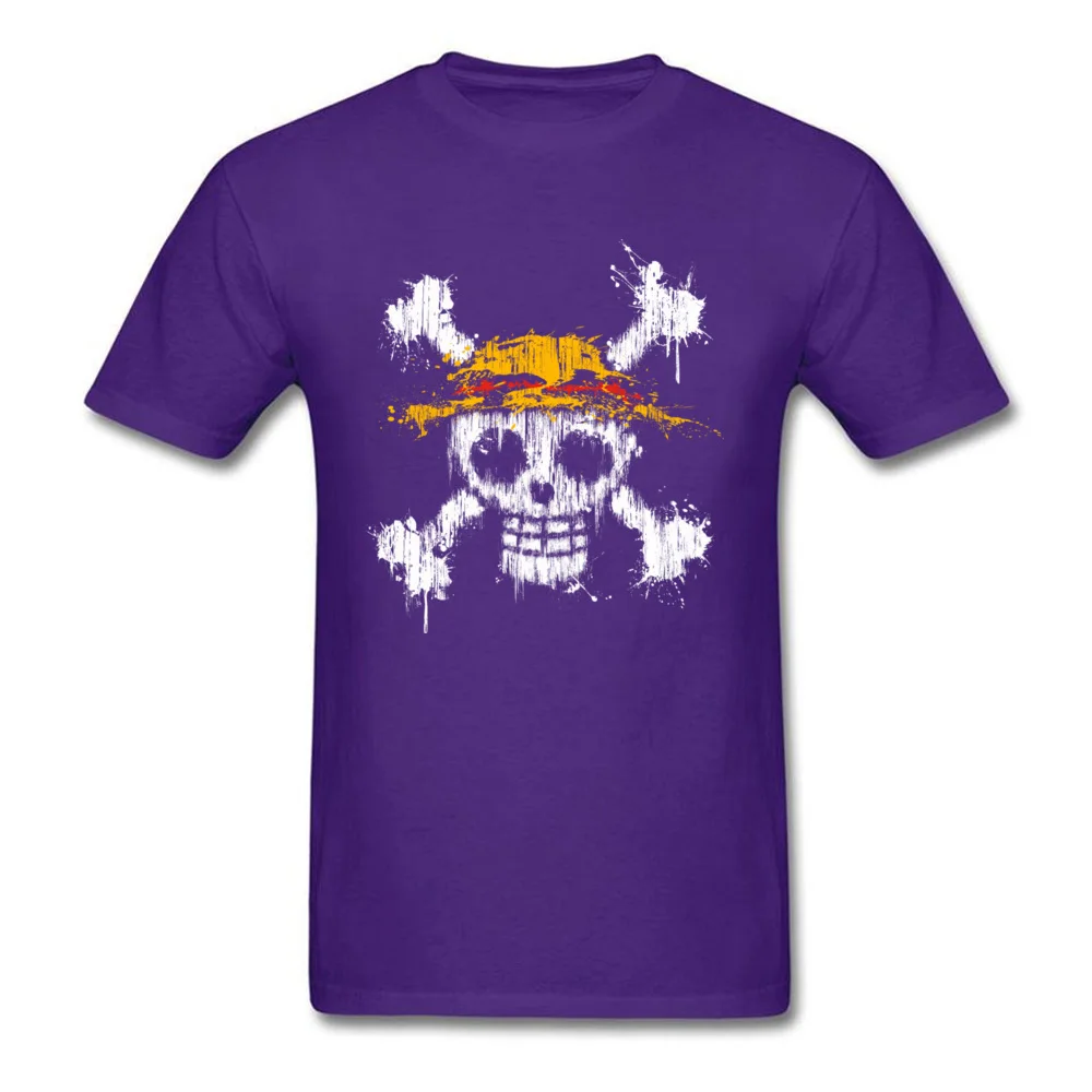 One piece skull Graphic Short Sleeve Classic Tshirts 100% Cotton Crew Neck Men Tops Tees Print T Shirts Summer/Autumn One piece skull purple