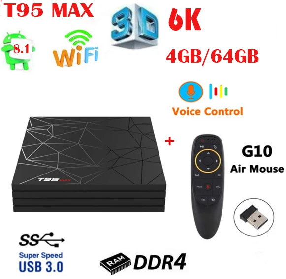 

T95 MAX TV Box vs tanix tx6 Android 9 Allwinner H6 4GB DDR4 + 32GB / 64GB EMMC 2.4GHz WiFi Support 6K H.265 Home Theatre
