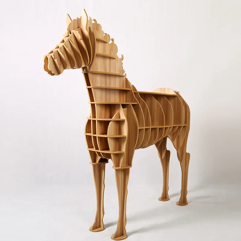 High-end 9mm Horse Desk Horse Coffee Table Wooden Horse Furniture Shelves Bookcases TM013M