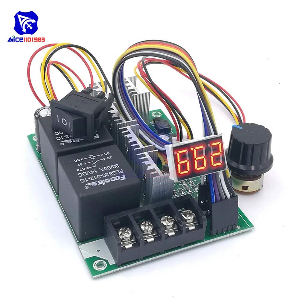 

DC 10-55V 60A PWM DC Motor Speed Controller Forward Reverse Adjustable Potentiometer Switch Control Driver LED Digit Display