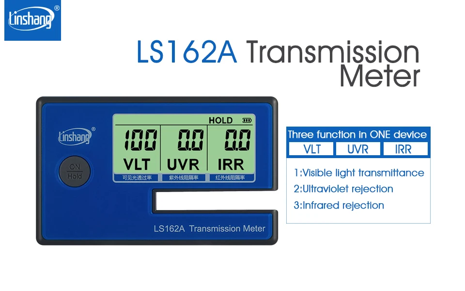 Solar Film Transmission Meter Linshang LS162A Glass Test Block 365nm UV 1400nm IR 550nm Visible Light