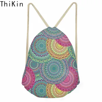 

THIKIN Retro Bohemian Mandala Pattern Small Sport Gym Bag Outdoor Women Waterproof String Backpack Lady Daily Fitness Sack Bags