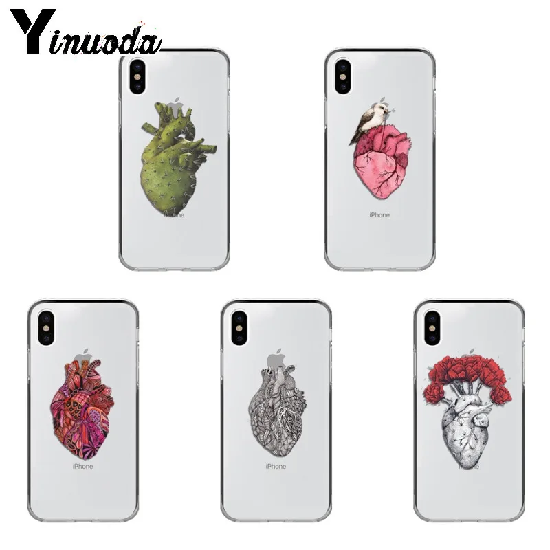 

Yinuoda Abstract anatomy heart Transparent TPU Soft Phone Cover for iPhone X Xs Xr XsMax 10 7 7plus 8 8plus 6 6s 5 5S SE 5C