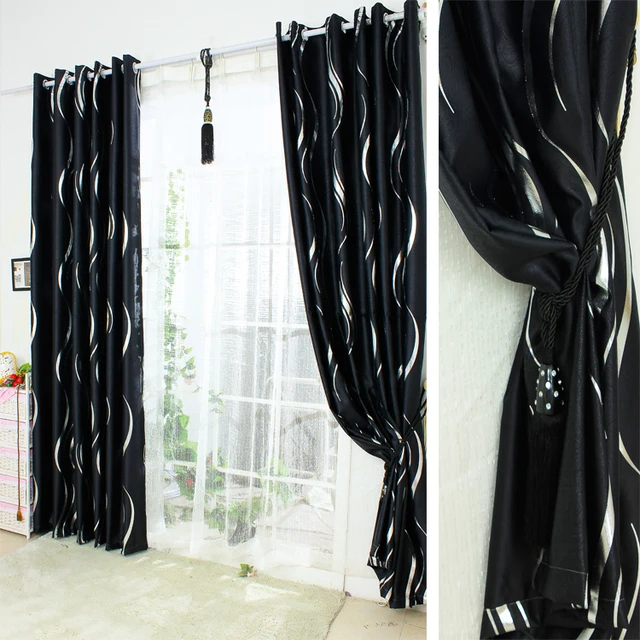 Ls Cl 007 Modern Black And White Curtain Balcony Bronzing Fabric Ls Cl 007 Modern Black And White Curtain Balcony Bronzing Fabric Blackout Living