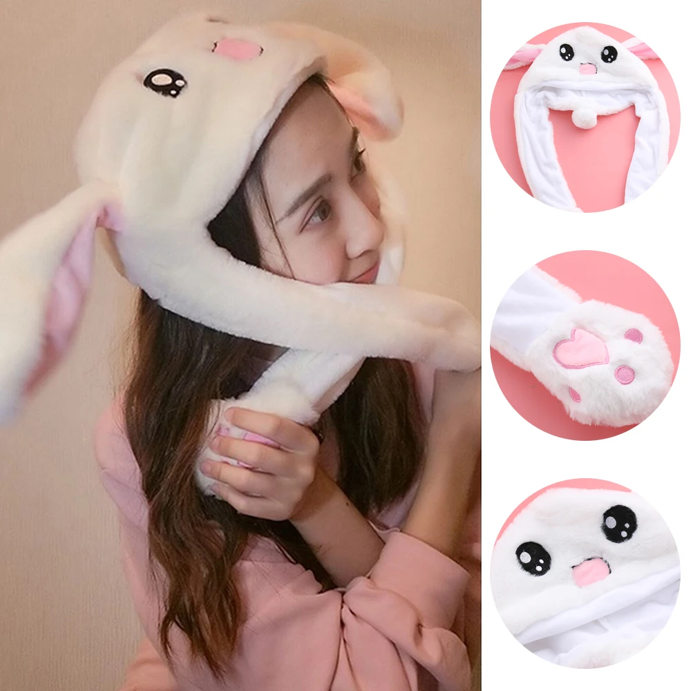 New Cute Rabbit Pinching Ear Hat Can Move Airbag Cap Plush