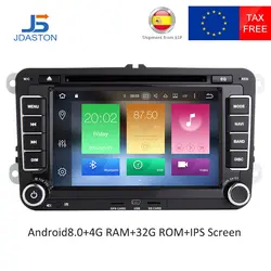 JDASTON 7 дюймов Android 8,0 DVD мультимедиа плеер для Volkswagen Гольф Passat b7 cc b6 сиденье Leon Skoda Octavia gps Radiio wi fi