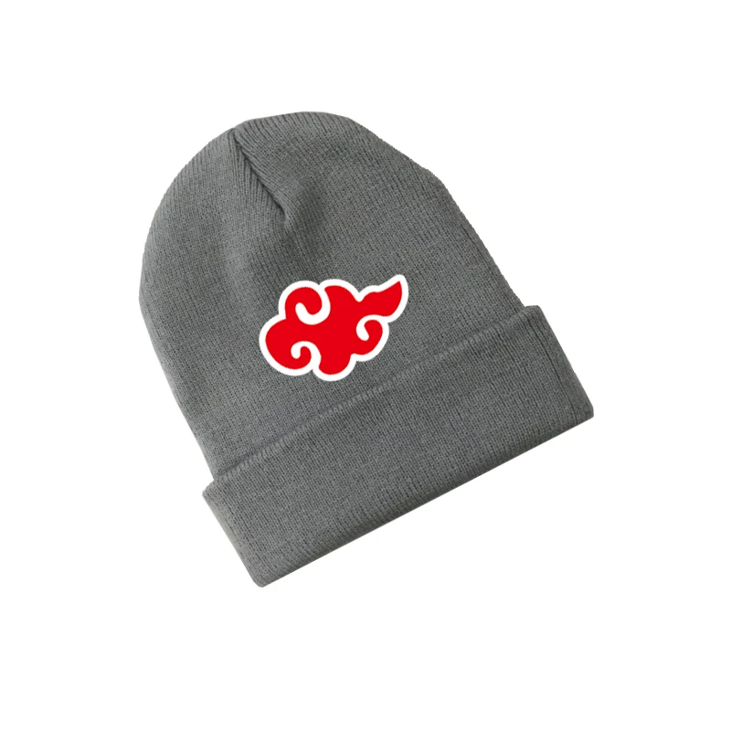 Модная унисекс аниме Hokage Akatsuki Red Cloud Beanie хлопковая вязаная Лыжная Skullies Хип-хоп мешковатая шапка зимняя шапка для косплея теплый подарок - Цвет: Gray