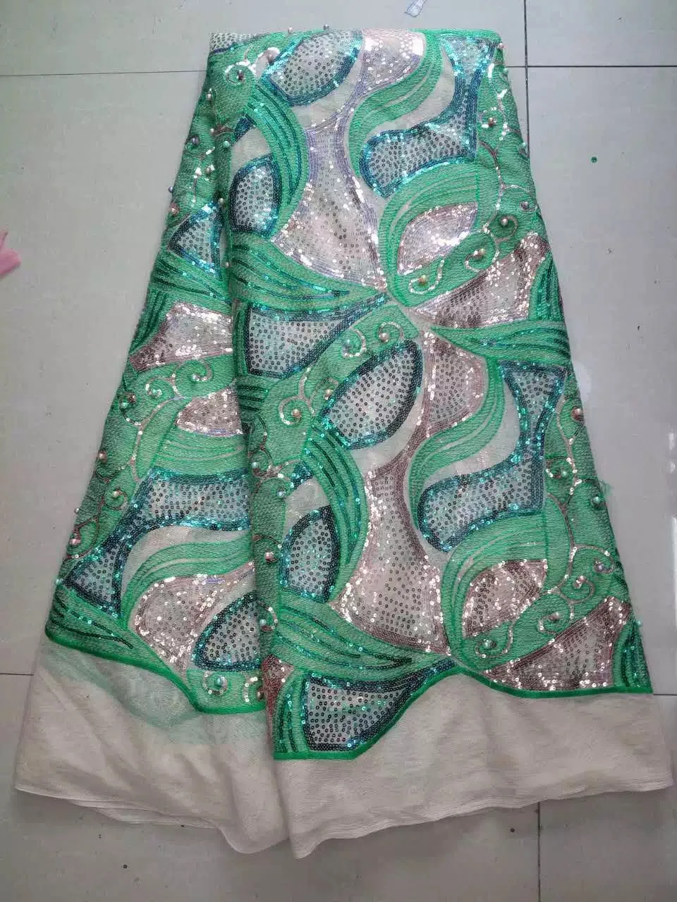 

New Arrivals African Lace Fabric 2017 African French Lace High Quality Sequins Embroidery Tulle Lace Fabric For Party