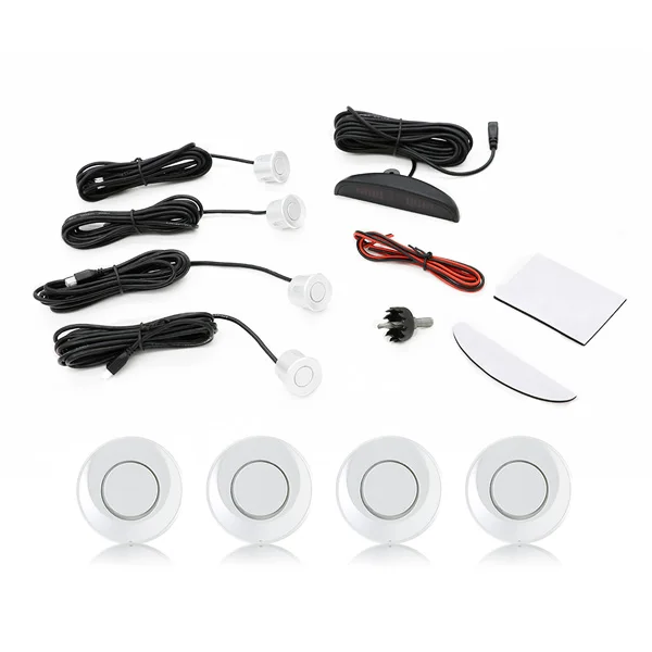 Car Parking Sensors Parktronics 4 Black/Silver/White 13mm Flat Sensors Reverse Backup Radar Sound Buzzer Alarm Adjustable Sound - Название цвета: Белый