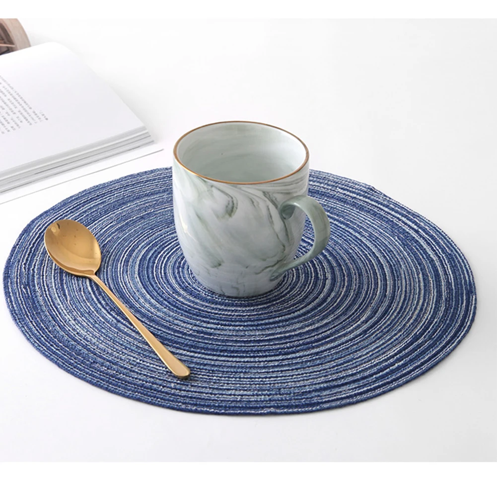 4 قطعة جولة المفارش ل طاولة طعام المنسوجة الحرارة مقاومة عدم الانزلاق المطبخ الجدول الحصير دائمة سهلة لتنظيف