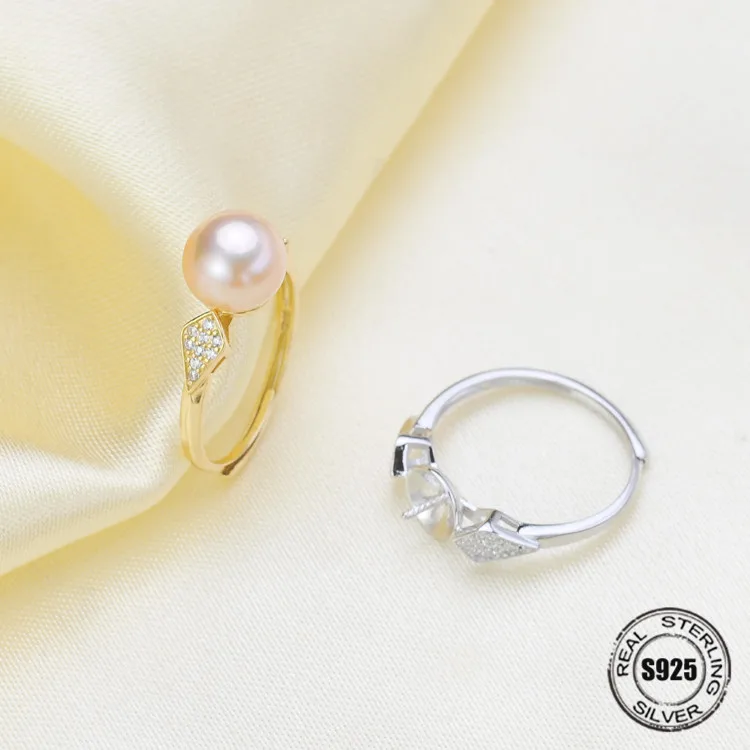 

Hot Fashion Women 925 Sterling Silver charm Shellfish pearls beads Fit Ring Settings Jewelry Making for Women DIY Gift