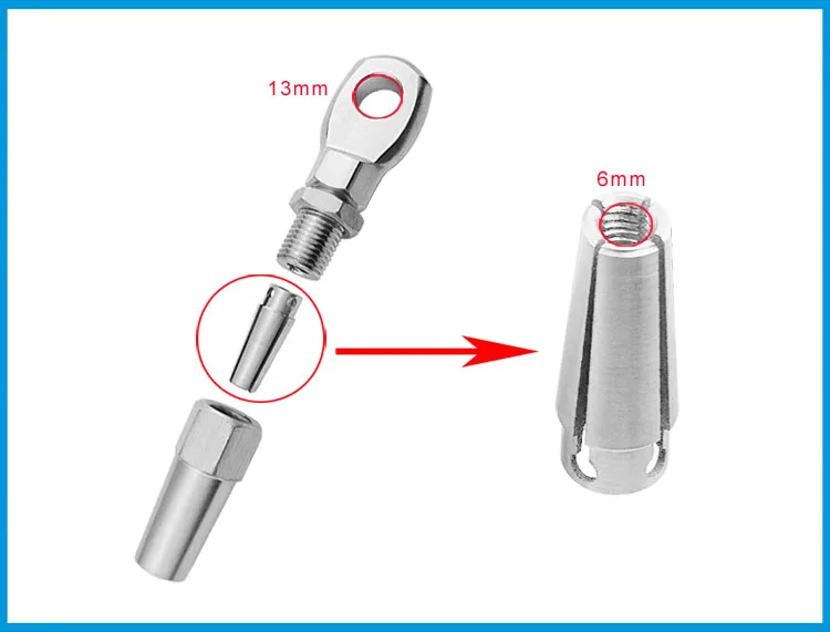Морской класс 316 нержавеющая сталь 6 мм беспламенный глаз терминал провода трос DIY фитинг такелаж аппаратные средства балюстрады комплект