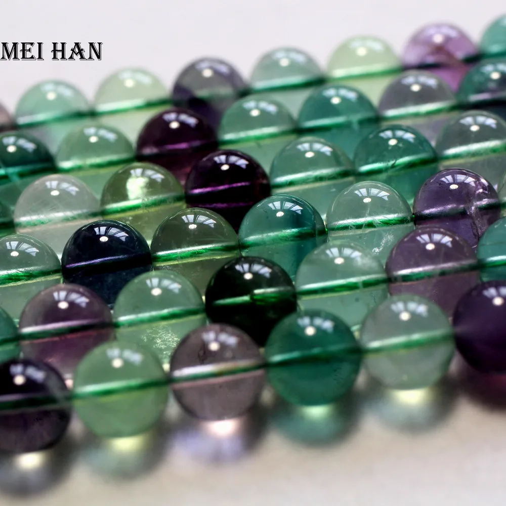 

Meihan free shipping natural A+ 10mm & 12mm Colorful Fluorite smooth round loose beads for jewelry DIY design