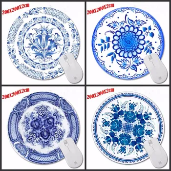 

Mairuige Blue And White color Painting Mouse Pad Durable Desktop Pad Mousepads Computer Carpet Round Mouse Mat Round Mice Pad