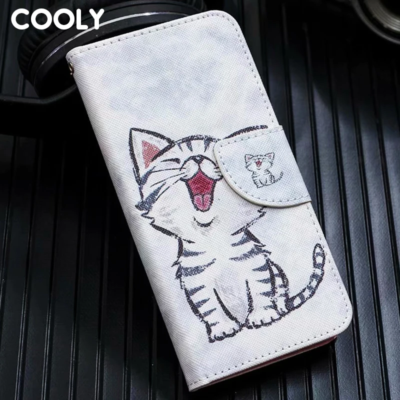 

COOLY Leather Wallet Flip Case For Sony Xperia XA1 XA2 XA3 XA L1 L2 XZ1 XZ2 Compact 10 E5 Back Cover Cat Leaf Marble Phone Coque