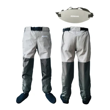 Original JEERKOOL Fly Fishing Waders Wading Pants With Waistband Belt Overalls Men's Waterproof Cloth Breathable Foot For Shoes