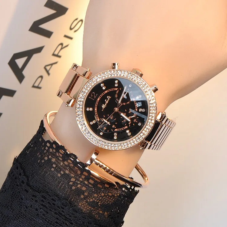 

Luxury Women Watches Fashion Woman Rhinestone Watch Austria Crystal Ceramic Watches Female Quartz Wristwatches Lady Dress Watch